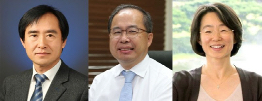 KAIST 교수협의회 총장후보추천위원회에서 총장 추천 후보로 선정된 배충식(왼쪽) 교수, 김정호 교수, 류석영 교수. KAIST 제공